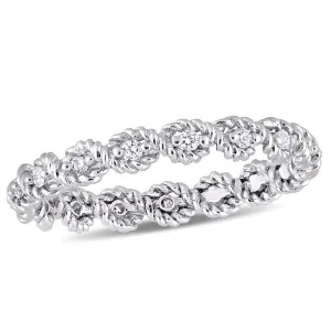 10K White Gold Braided Design Diamond Ring