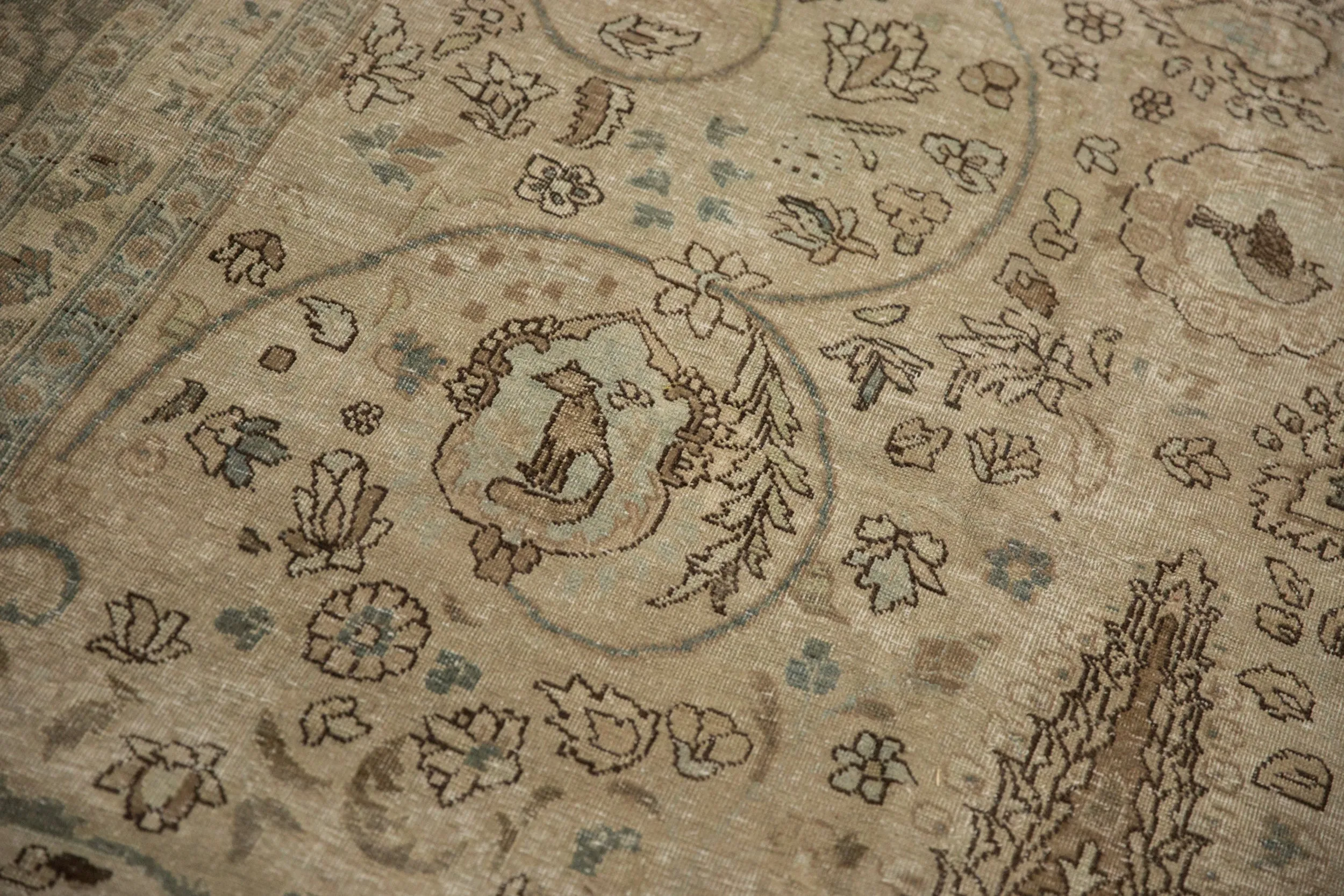 11x14.5 Vintage Distressed Tabriz Carpet