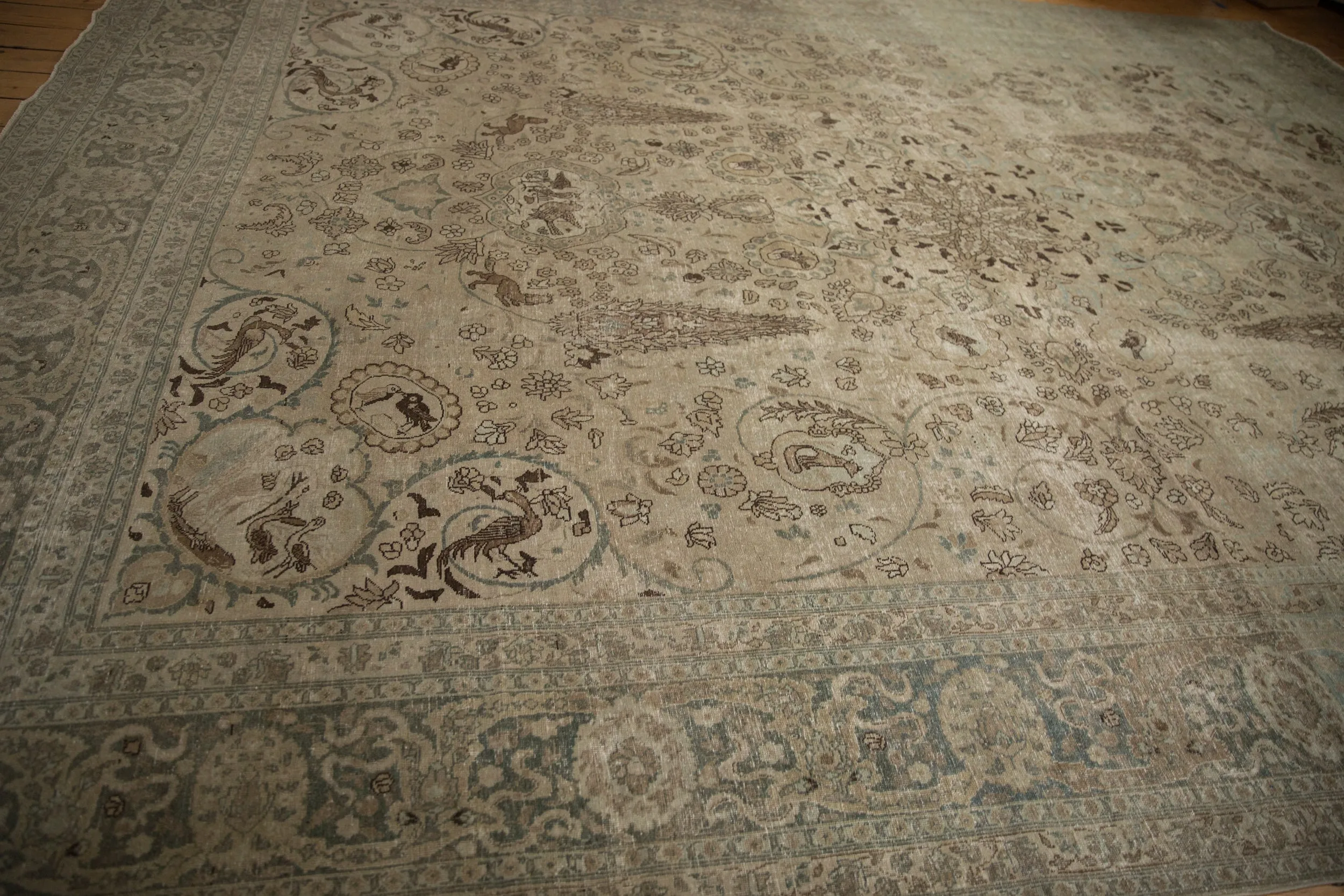 11x14.5 Vintage Distressed Tabriz Carpet