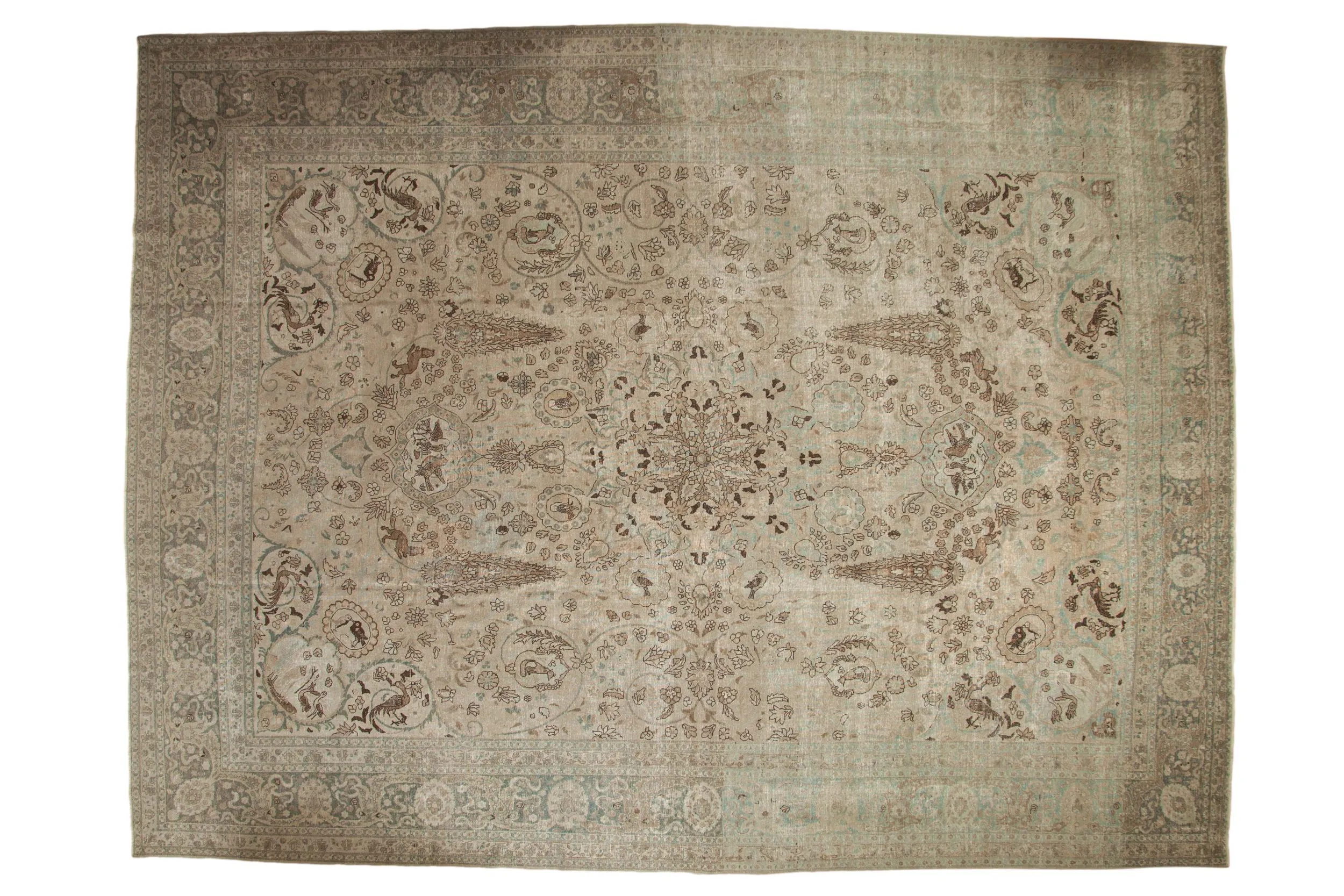 11x14.5 Vintage Distressed Tabriz Carpet