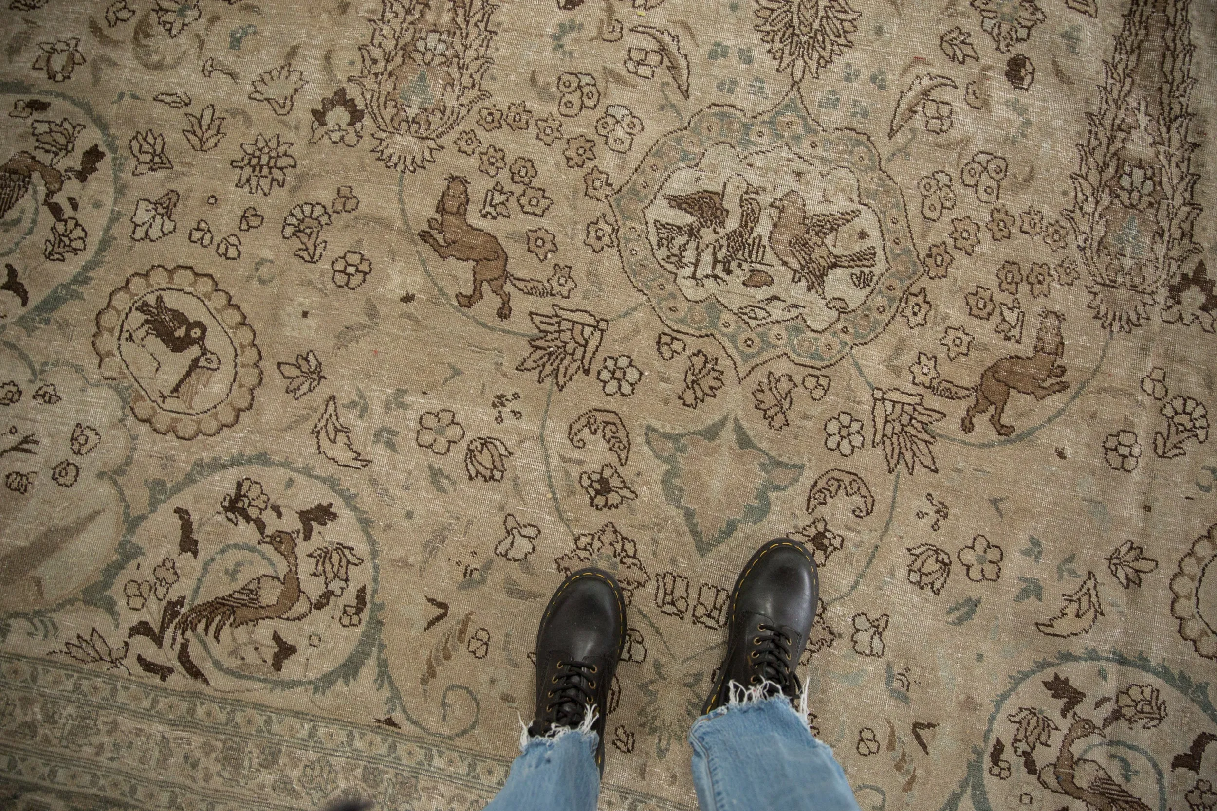 11x14.5 Vintage Distressed Tabriz Carpet