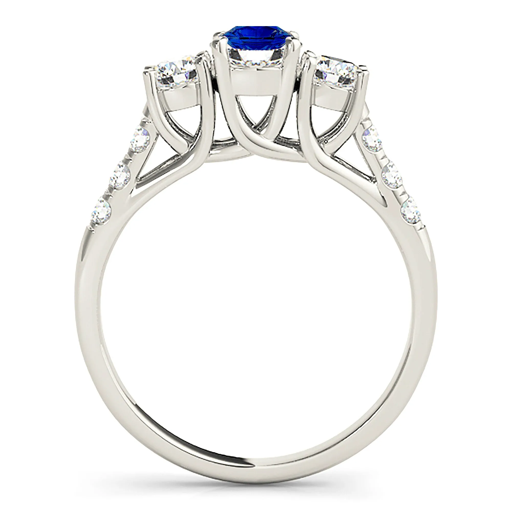 1.35 ct. Genuine Blue Sapphire Three Stone Ring