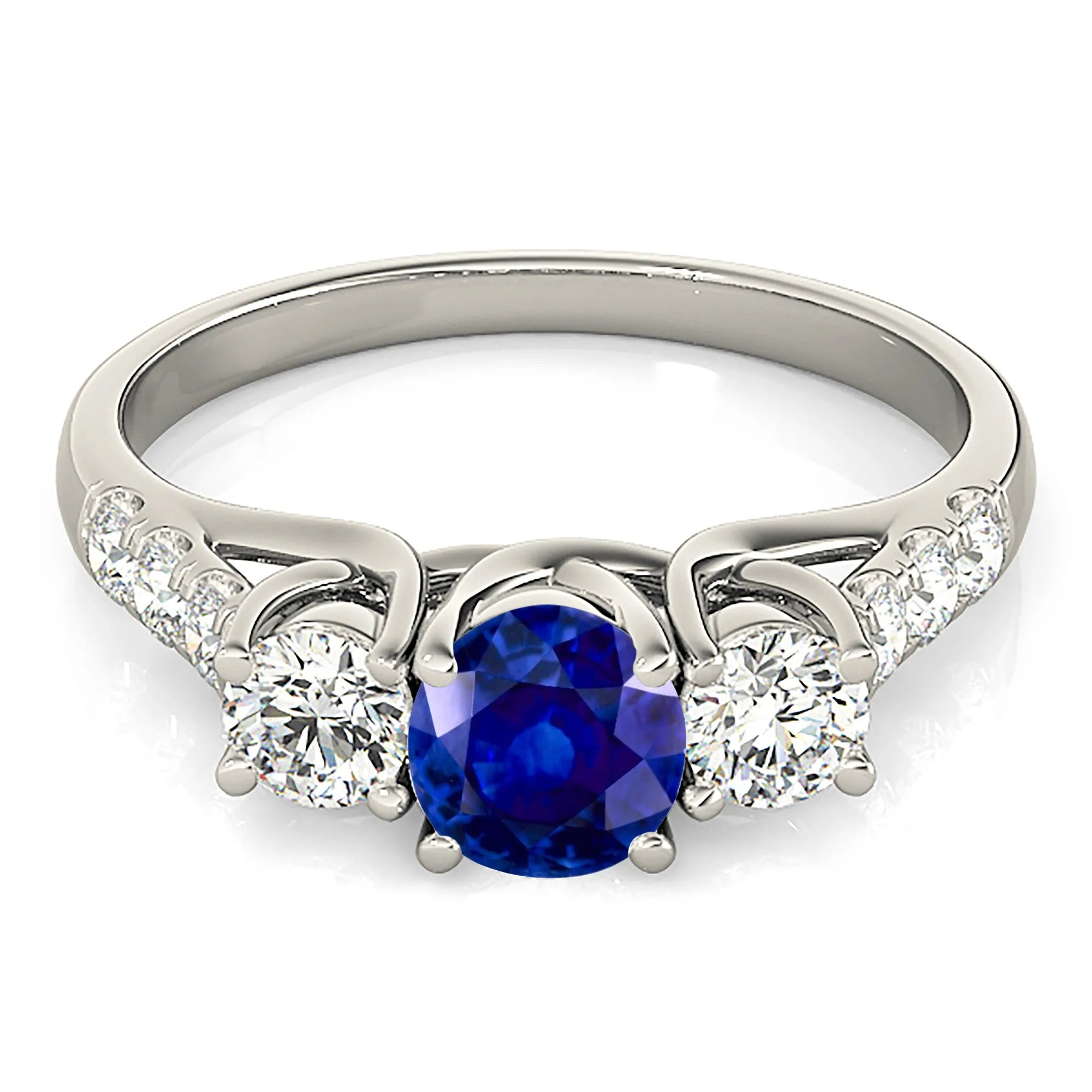 1.35 ct. Genuine Blue Sapphire Three Stone Ring