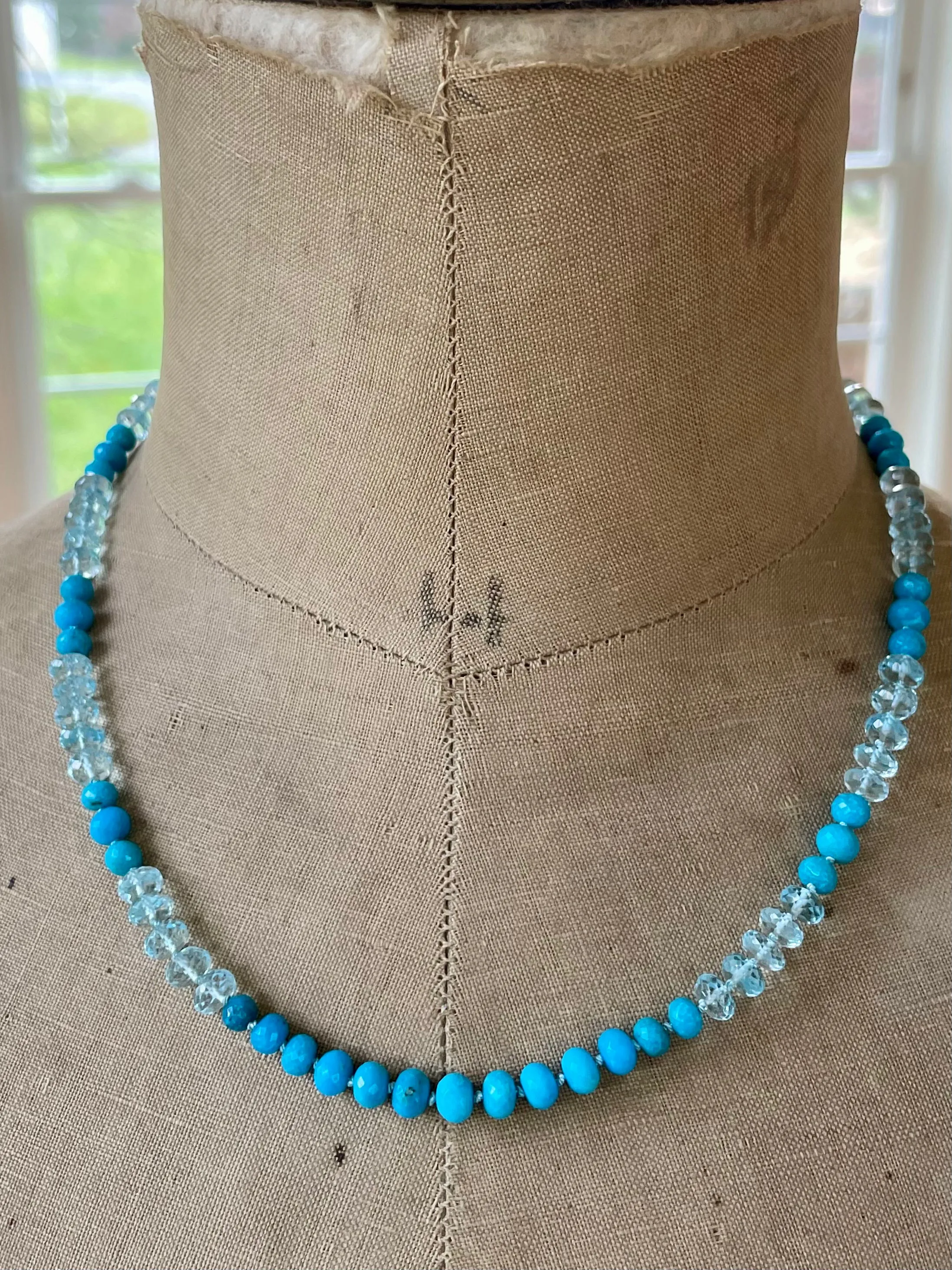 14k Blue Topaz and Turquoise Necklace