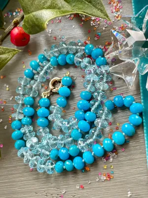 14k Blue Topaz and Turquoise Necklace