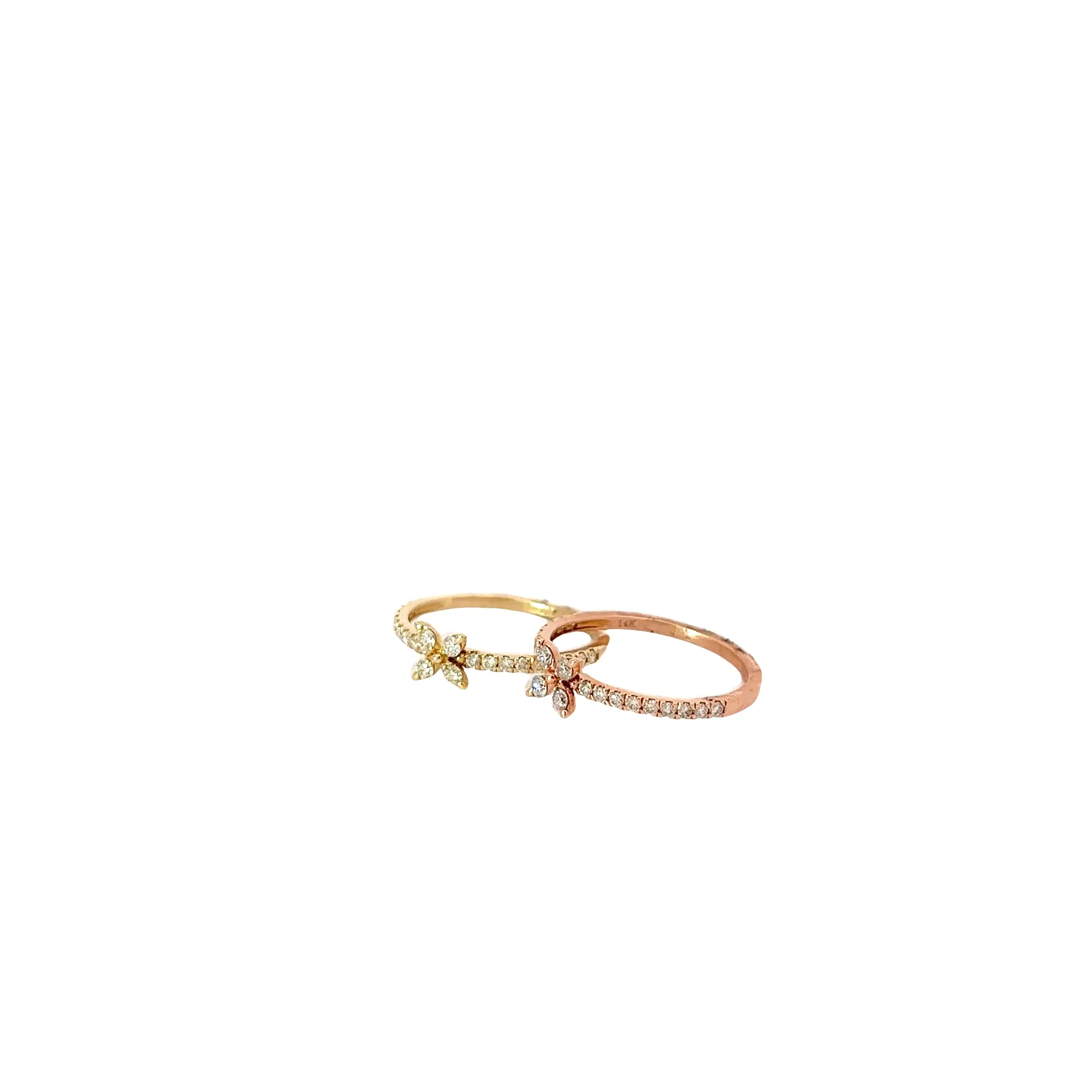 14k Rose Gold .29ct G VS2 Round Flower Ring