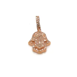 14k Rose Gold Hamsa Hand Pendant .39ct of Natural Diamonds - SP22679