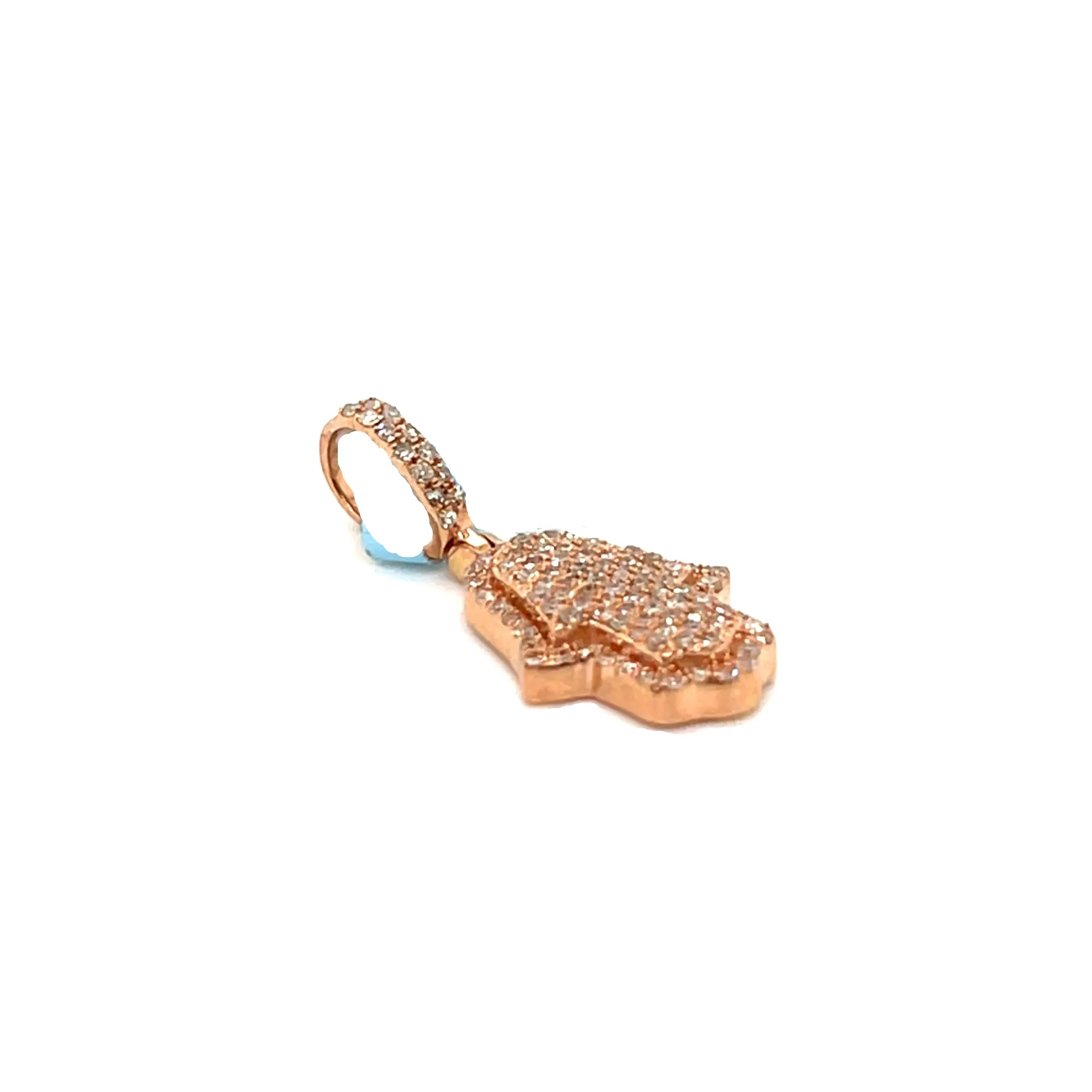 14k Rose Gold Hamsa Hand Pendant .39ct of Natural Diamonds - SP22679