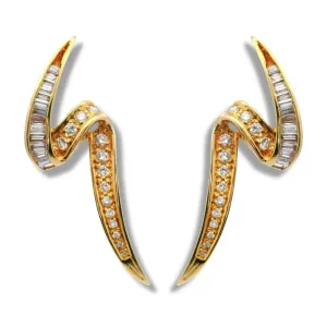 14K Yellow Gold Accented Curved Earrings