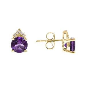 14K Yellow Gold Amethyst Earrings