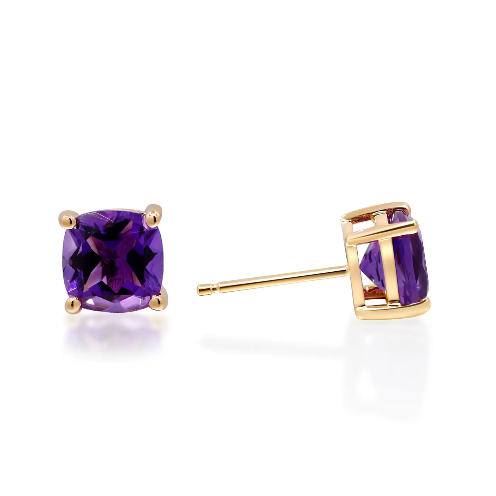 14K Yellow Gold Amethyst Earrings