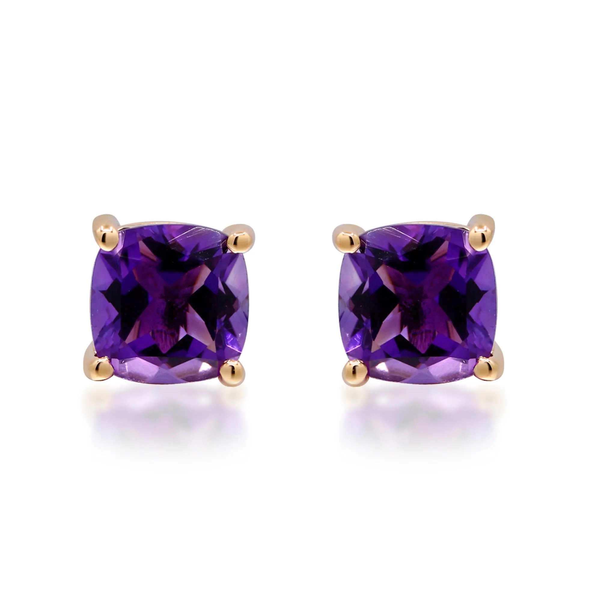 14K Yellow Gold Amethyst Earrings