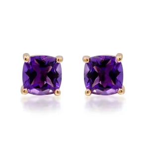 14K Yellow Gold Amethyst Earrings