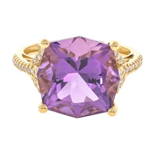 14K Yellow Gold Amethyst Ring