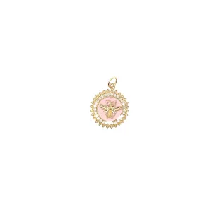 14KY .46CT BEE PENDANT WITH POPL BACKGROUND 20MM