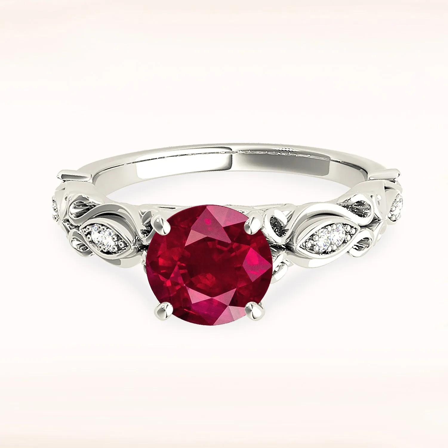1.80 ct. Genuine Solitaire Ruby Ring With Diamond Band