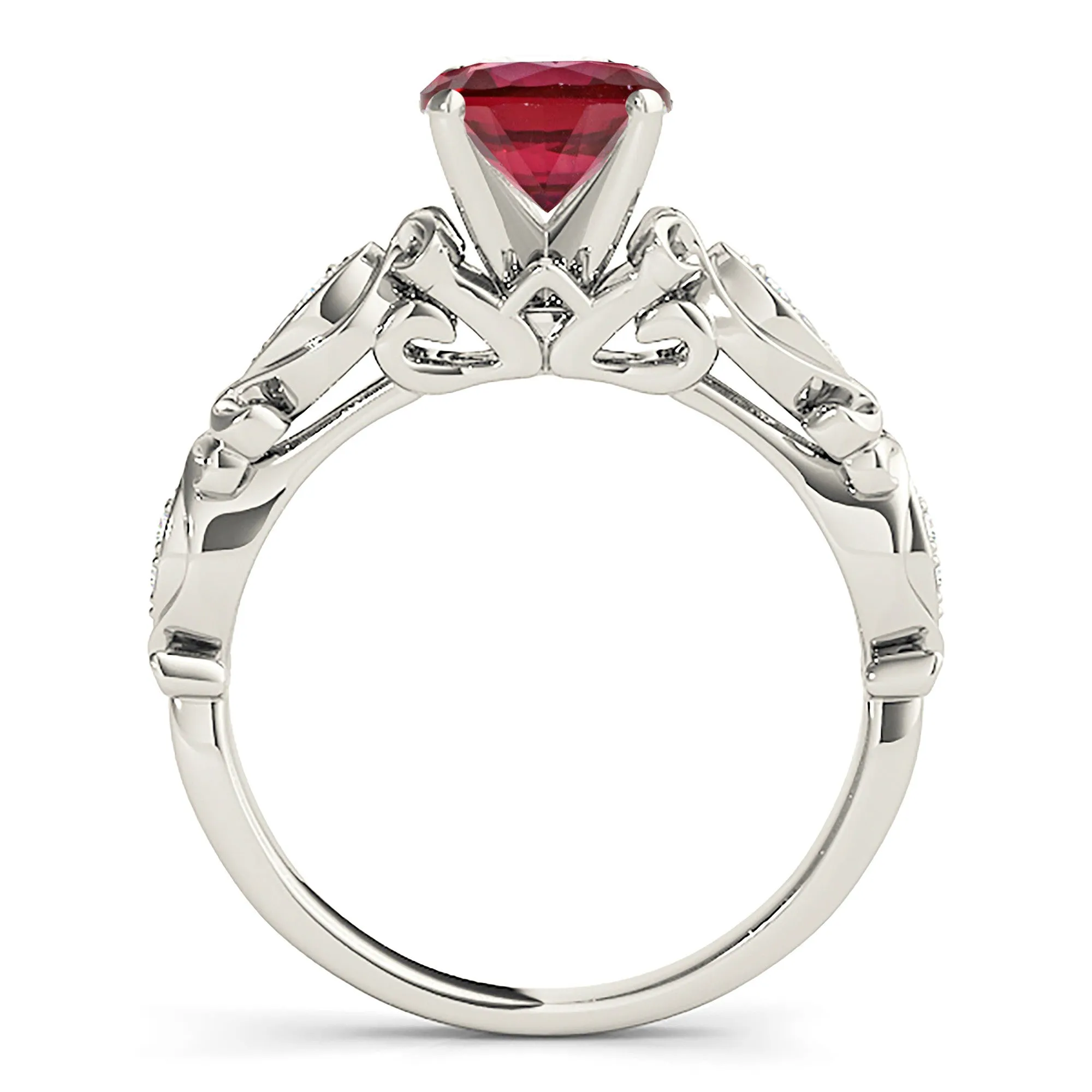 1.80 ct. Genuine Solitaire Ruby Ring With Diamond Band