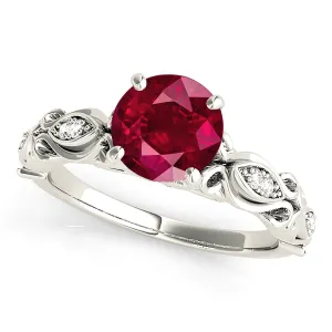 1.80 ct. Genuine Solitaire Ruby Ring With Diamond Band