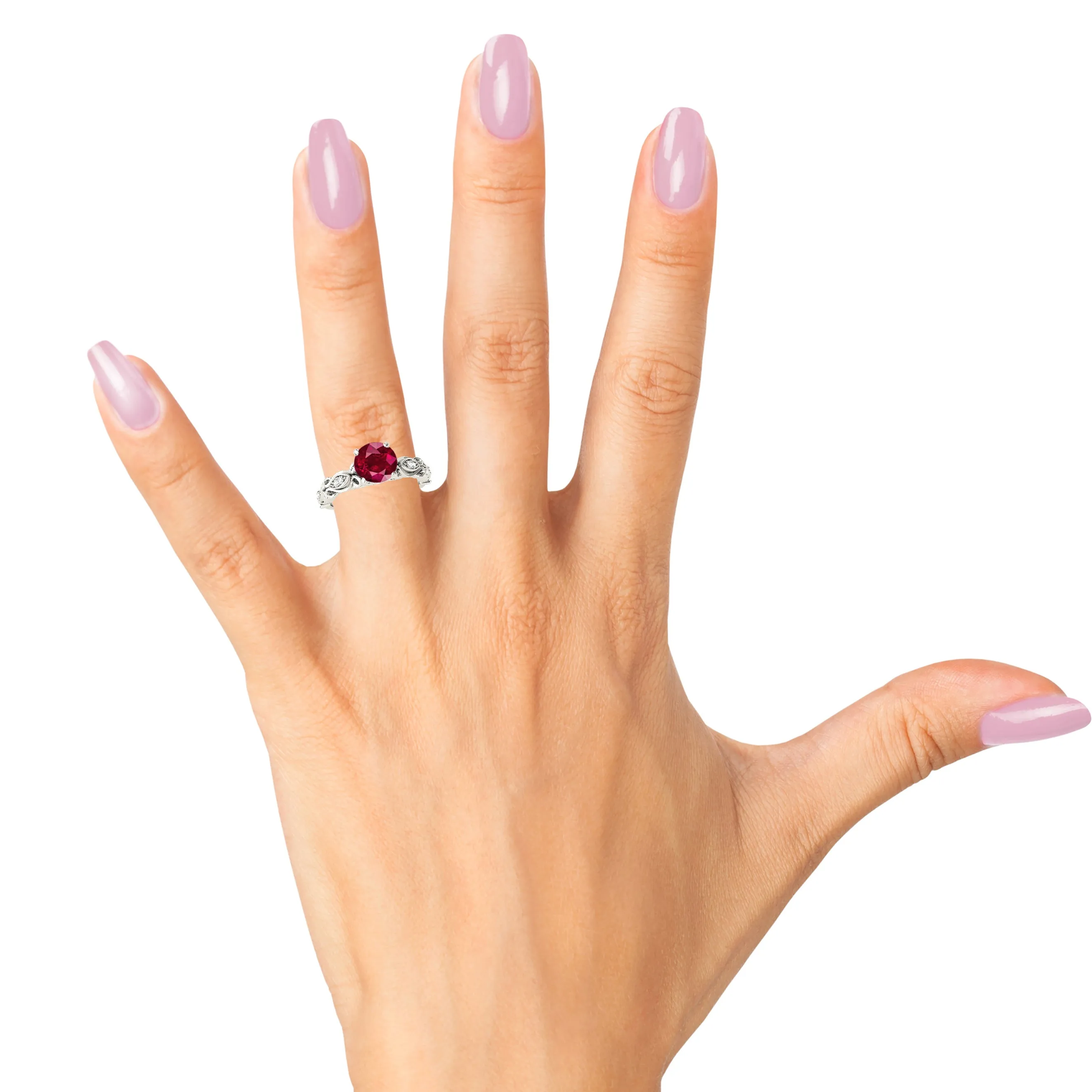 1.80 ct. Genuine Solitaire Ruby Ring With Diamond Band