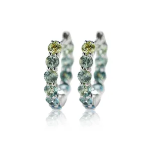 18K Gold Round Cut Turquoise Bubble Hoop Earrings