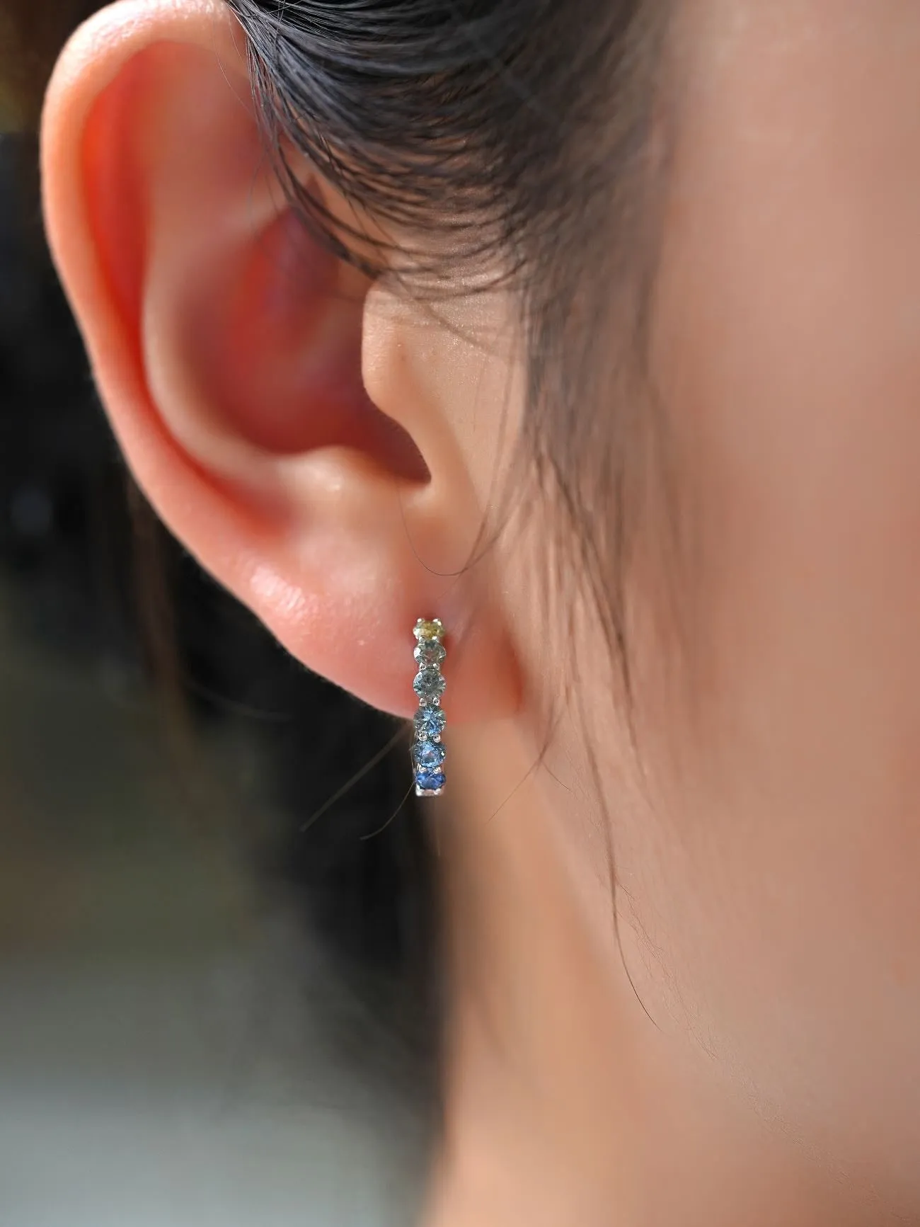18K Gold Round Cut Turquoise Bubble Hoop Earrings