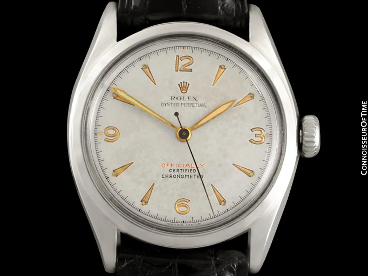 1952 Rolex Oyster Perpetual Vintage Mens Rare "Red Letter" Ref. 6084 Watch - Stainless Steel