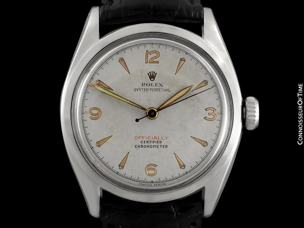 1952 Rolex Oyster Perpetual Vintage Mens Rare "Red Letter" Ref. 6084 Watch - Stainless Steel