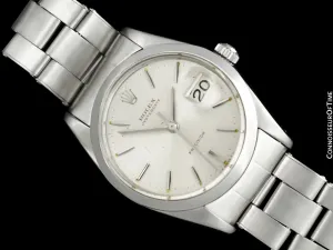 1966 Rolex Vintage Mens Oysterdate Date Watch, Silver Dial - Stainless Steel
