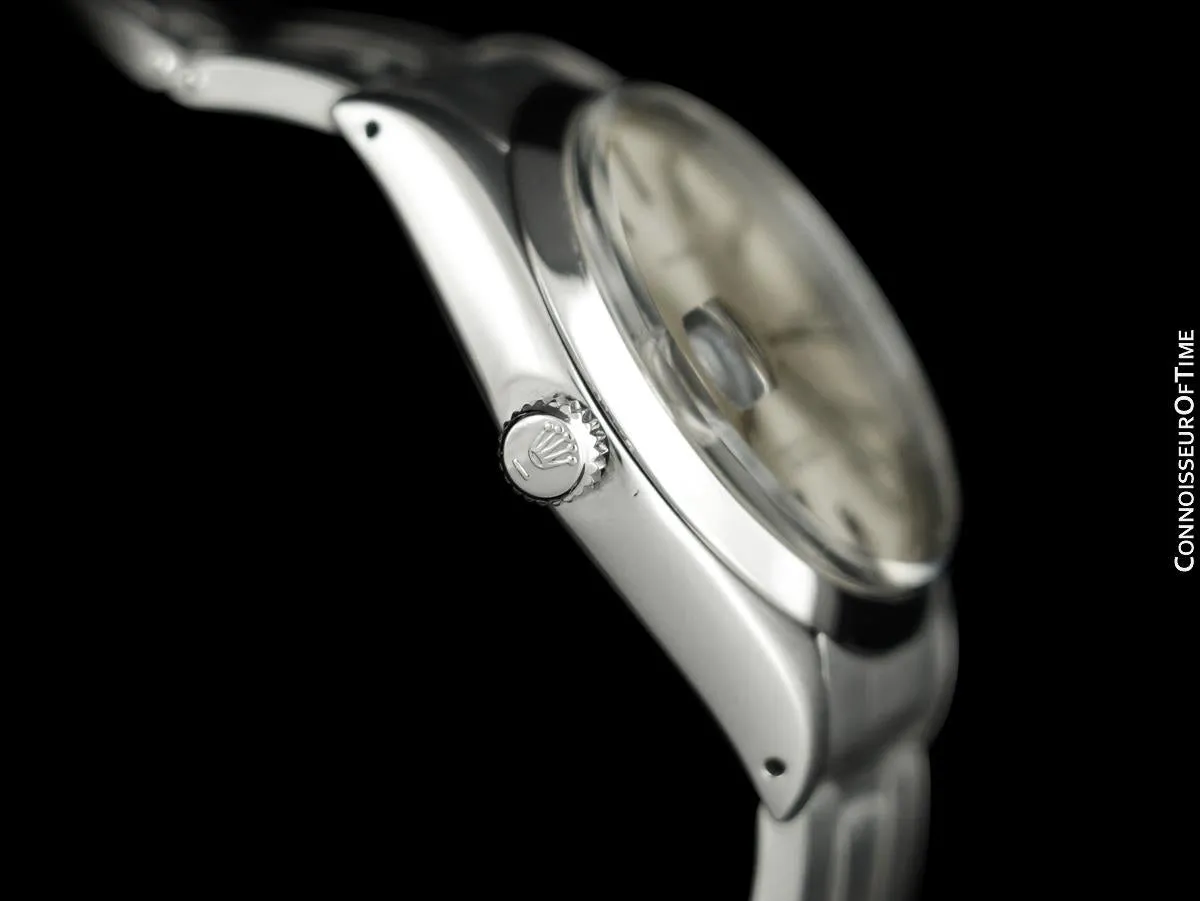 1966 Rolex Vintage Mens Oysterdate Date Watch, Silver Dial - Stainless Steel