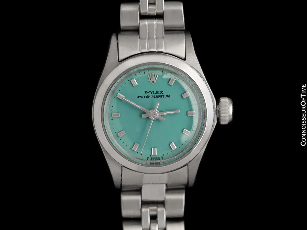 1968 Rolex Oyster Perpetual Ladies Vintage Watch with Tiffany Blue Dial - Stainless Steel