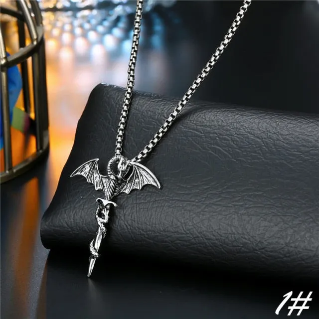 1PC  Vintage Metal Rose Cross Skeleton Necklace