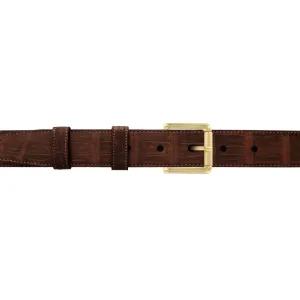 1" Cognac Classic Belt with Austin Casual Buckle in Brass