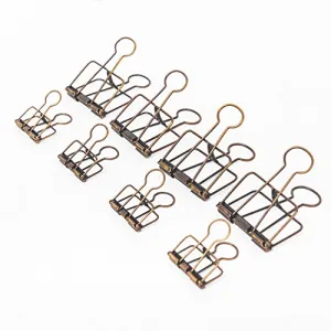 20PCS Assorted Size Skeleton Binder Clips, Rustic Antique Brass Paper Clamps 32mm 16PCS  51mm 4PCS, Copper