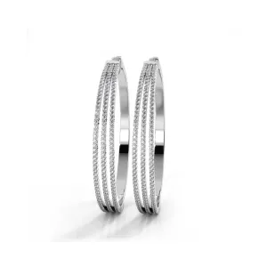 2.50 ctw. Large Three Row Diamond Hoop Earrings