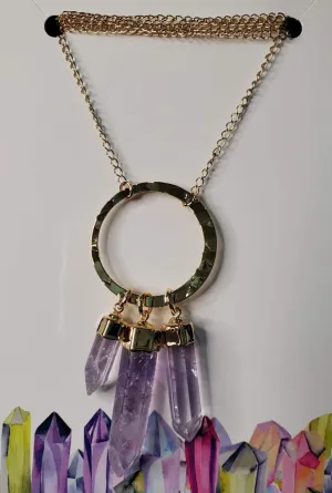 3 Bar Amethyst Necklace - Gold
