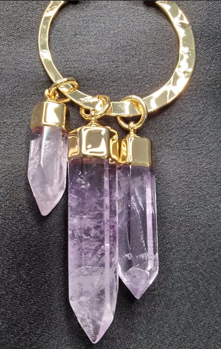 3 Bar Amethyst Necklace - Gold