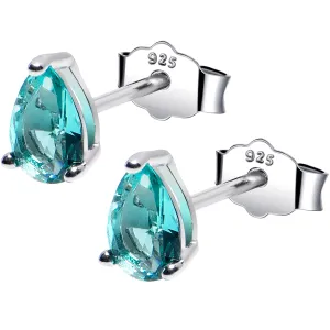 4mm CZ Pear 925 Sterling Silver December Birthstone Stud Earrings