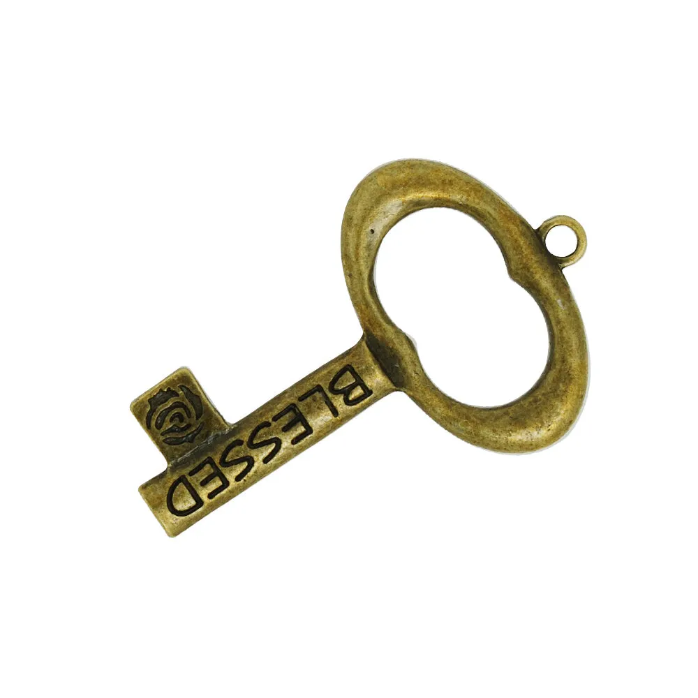 50*32mm Skeleton Keys,Vintage Keys Jewelry Pendant,' FAITH' 'BLESSED',Antique Bronze Charm Necklace Jewelry,sold 10pcs/lot