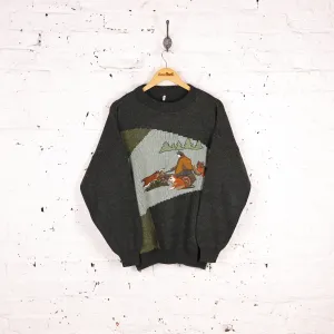 90's Pattern Knit Jumper - Green - L