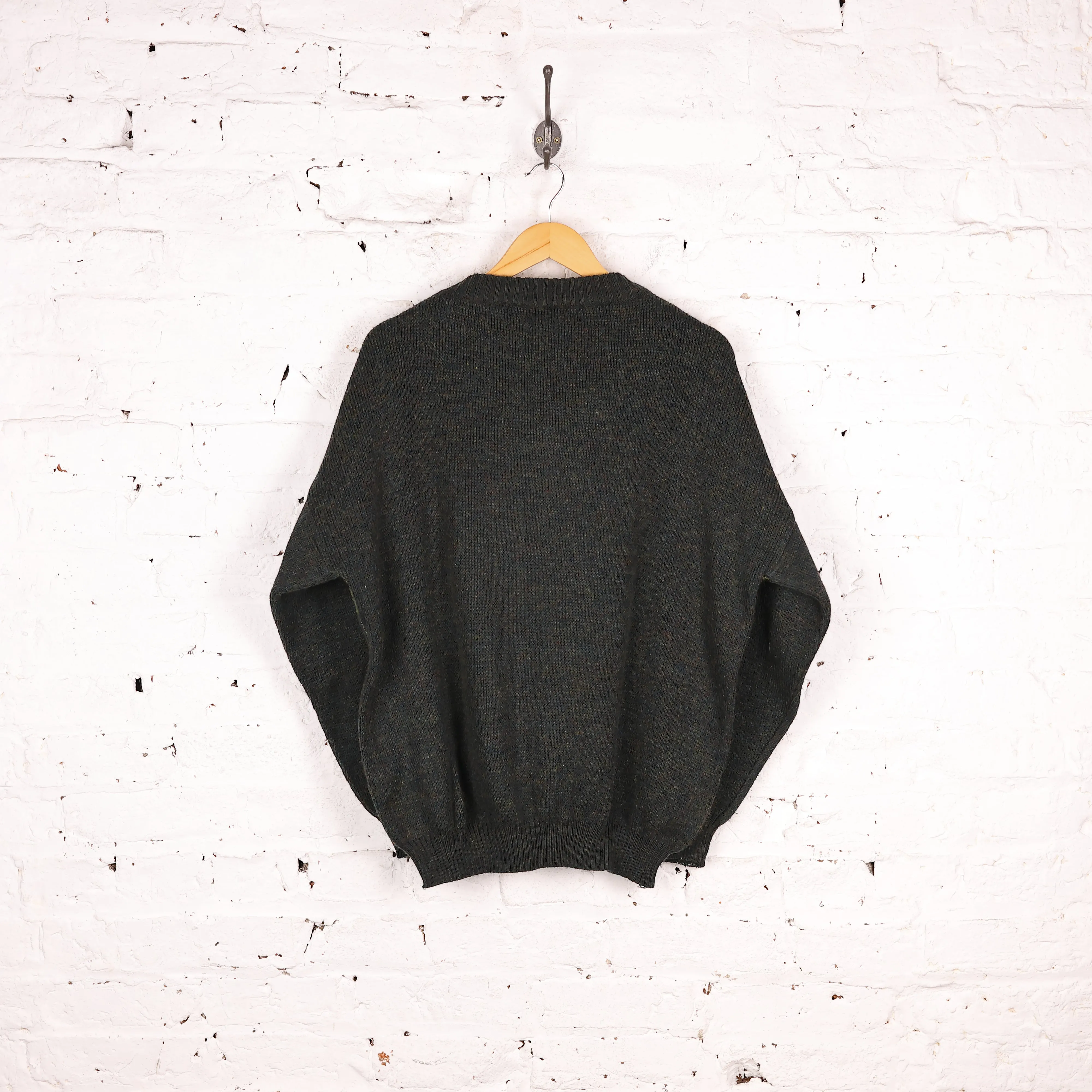 90's Pattern Knit Jumper - Green - L