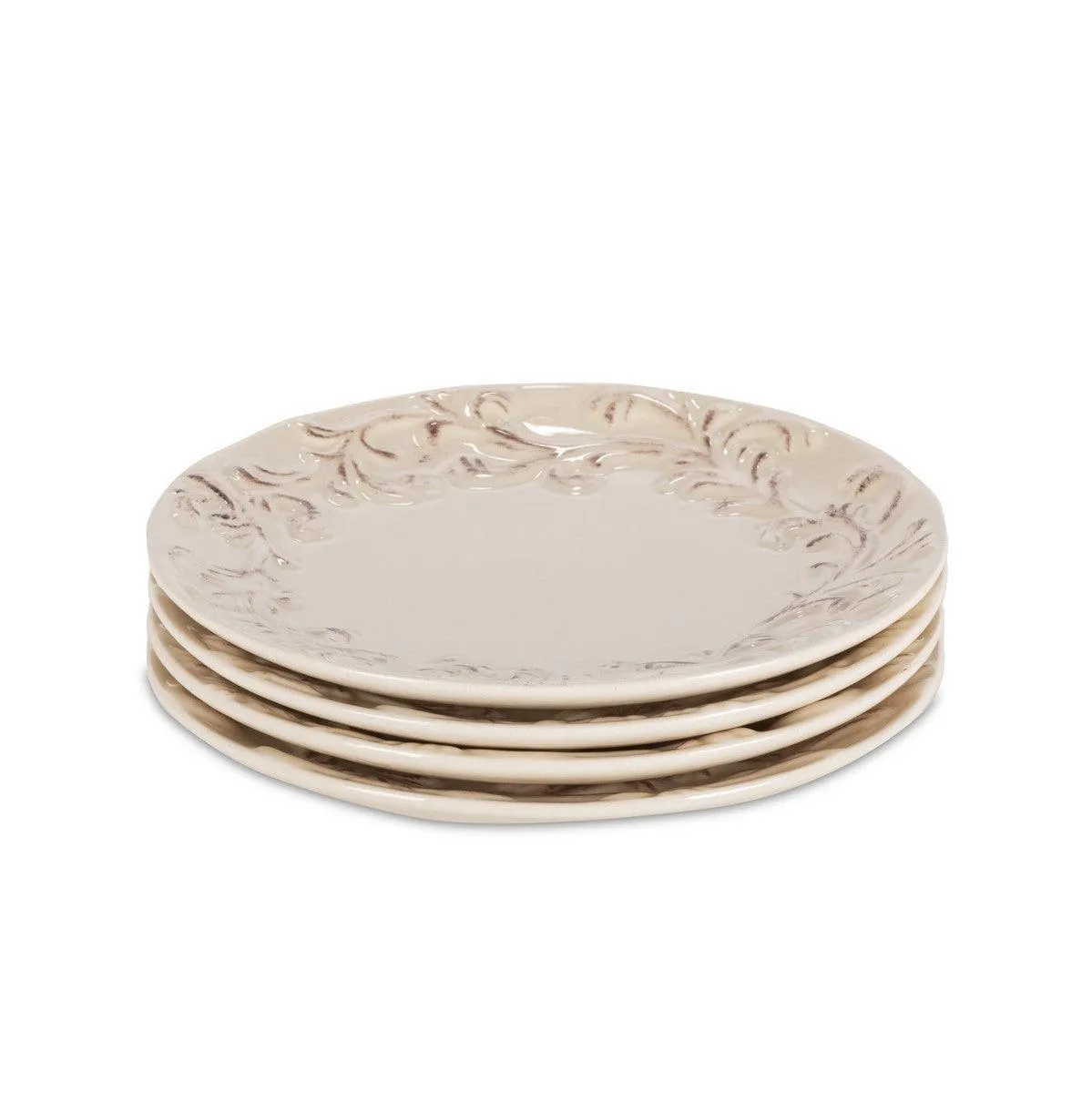 Acanthus Stoneware Dinner Plates, Set of 4
