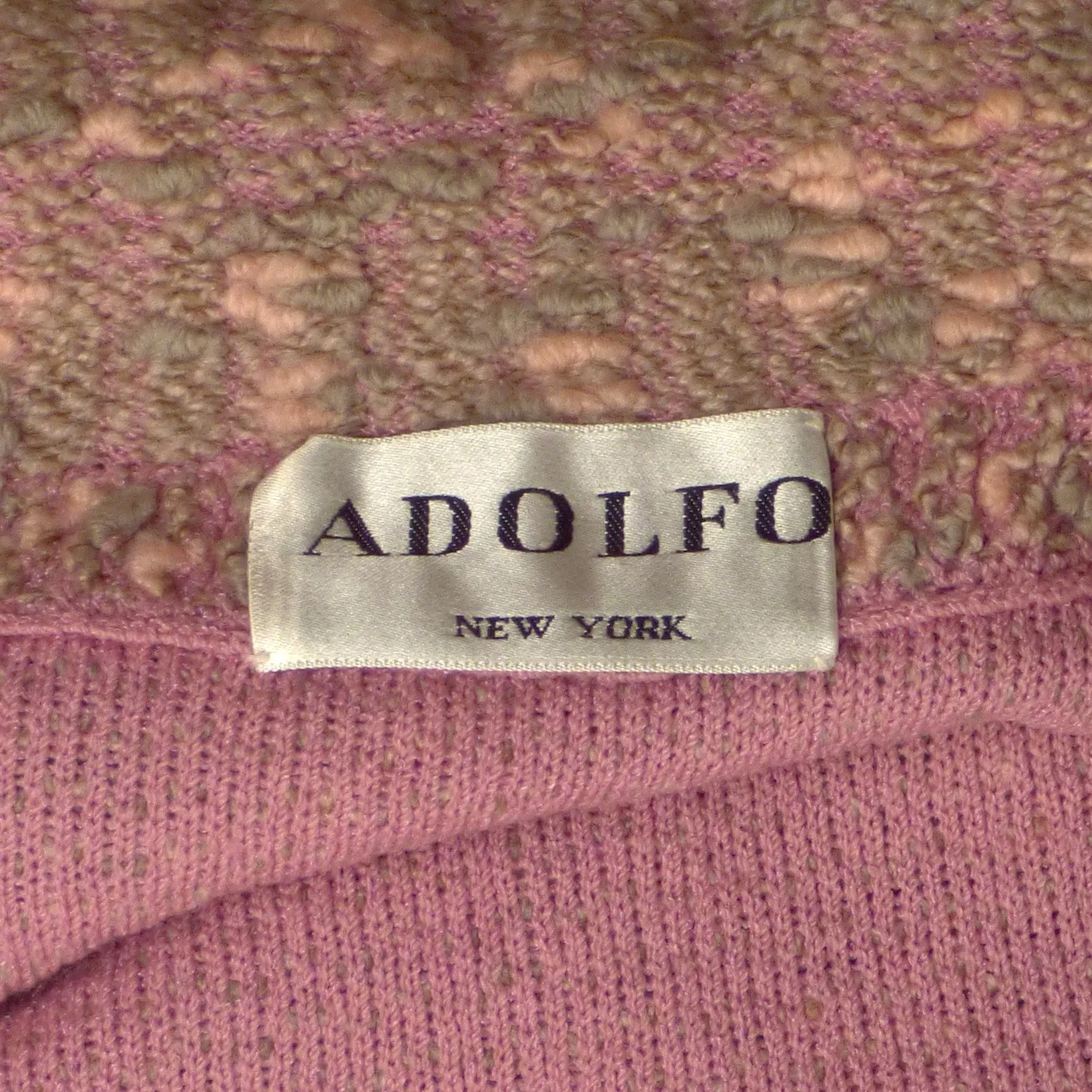 ADOLFO- 1970s Pink & Grey Wool Knit Jacket, Size 8