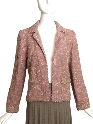 ADOLFO- 1970s Pink & Grey Wool Knit Jacket, Size 8