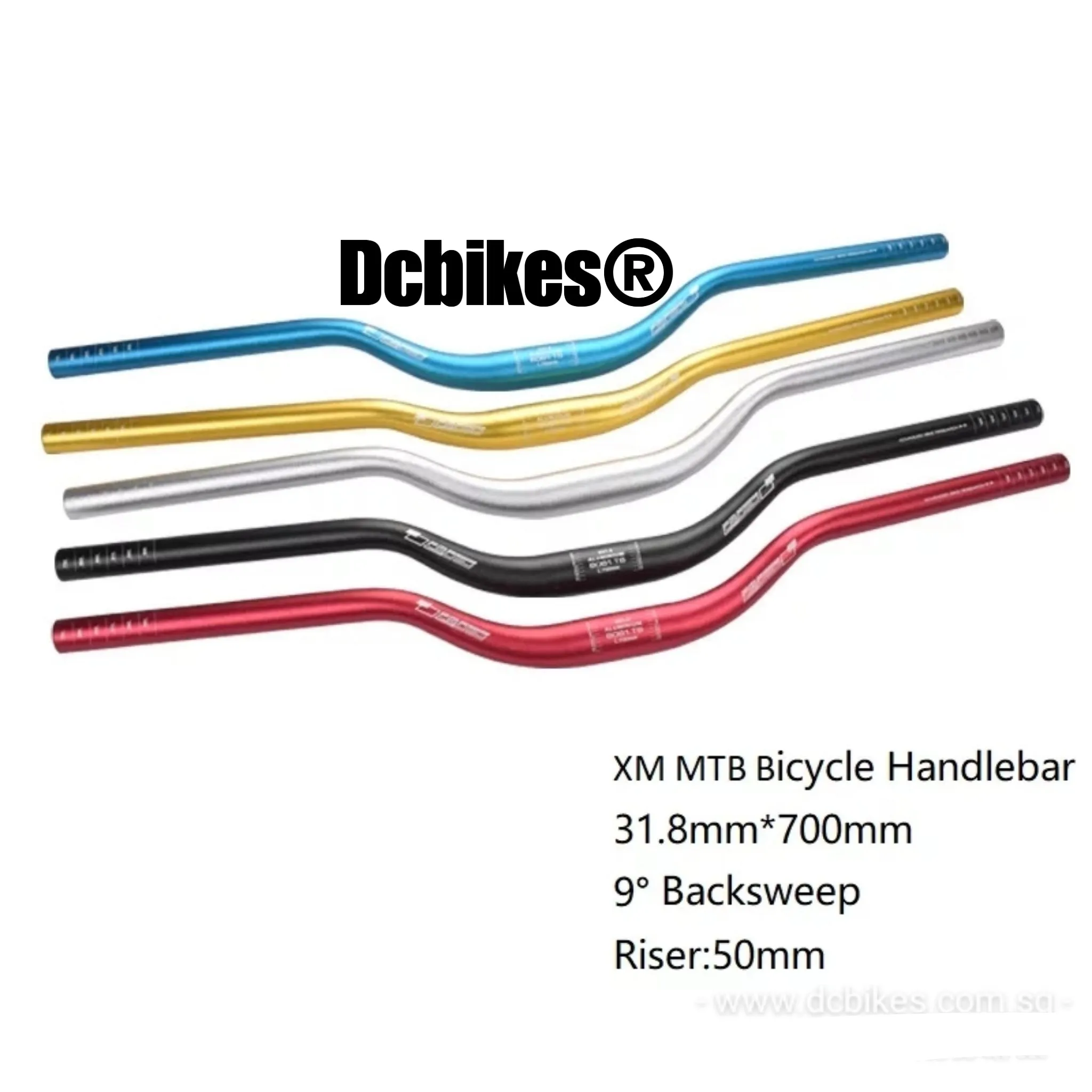 Aluminium 700mm MTB Trail 50mm Riser Handlebar 31.8mm