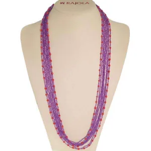 Amethyst and Coral Long Multi-Strand Necklace