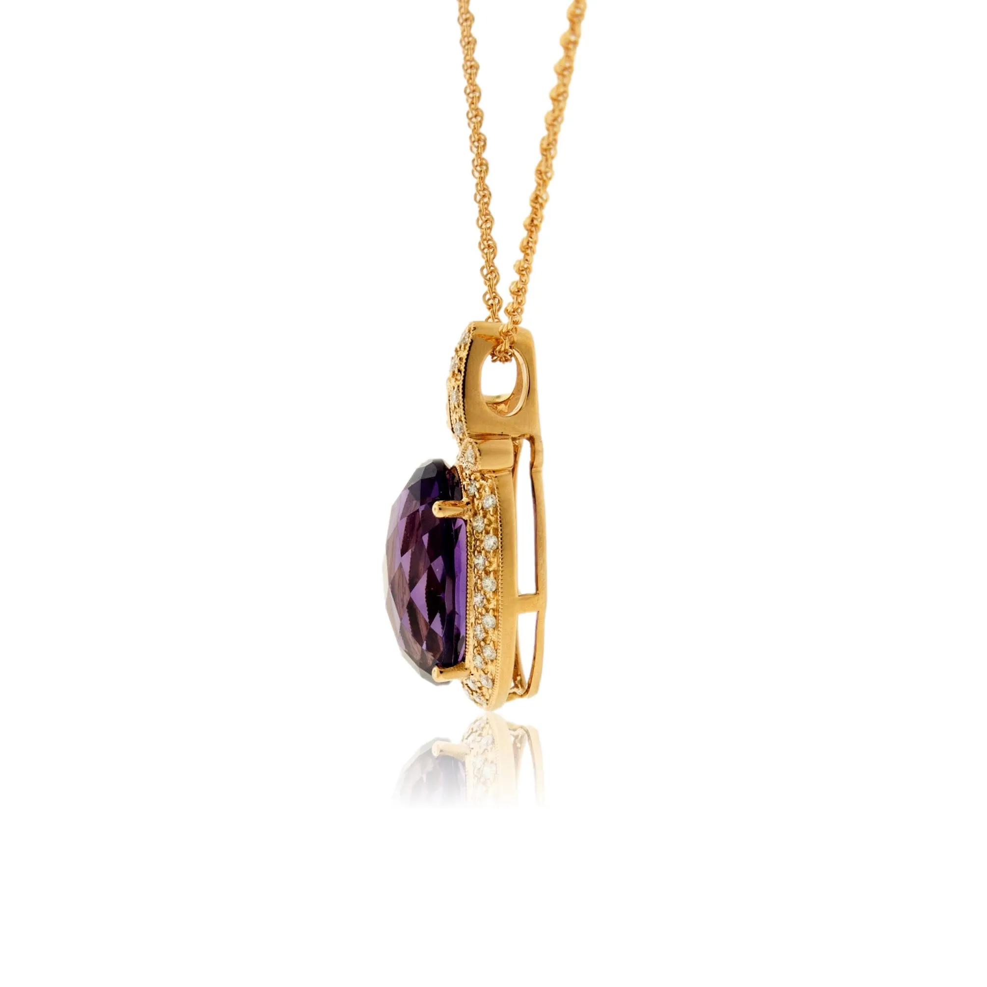 Amethyst and Diamond Halo Style Pendant