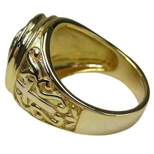 Amethyst Christian Yellow Gold Cross Bishop Ring