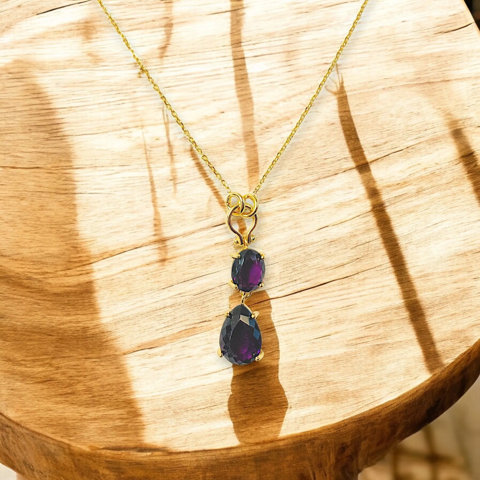 Amethyst Double Drop Necklace