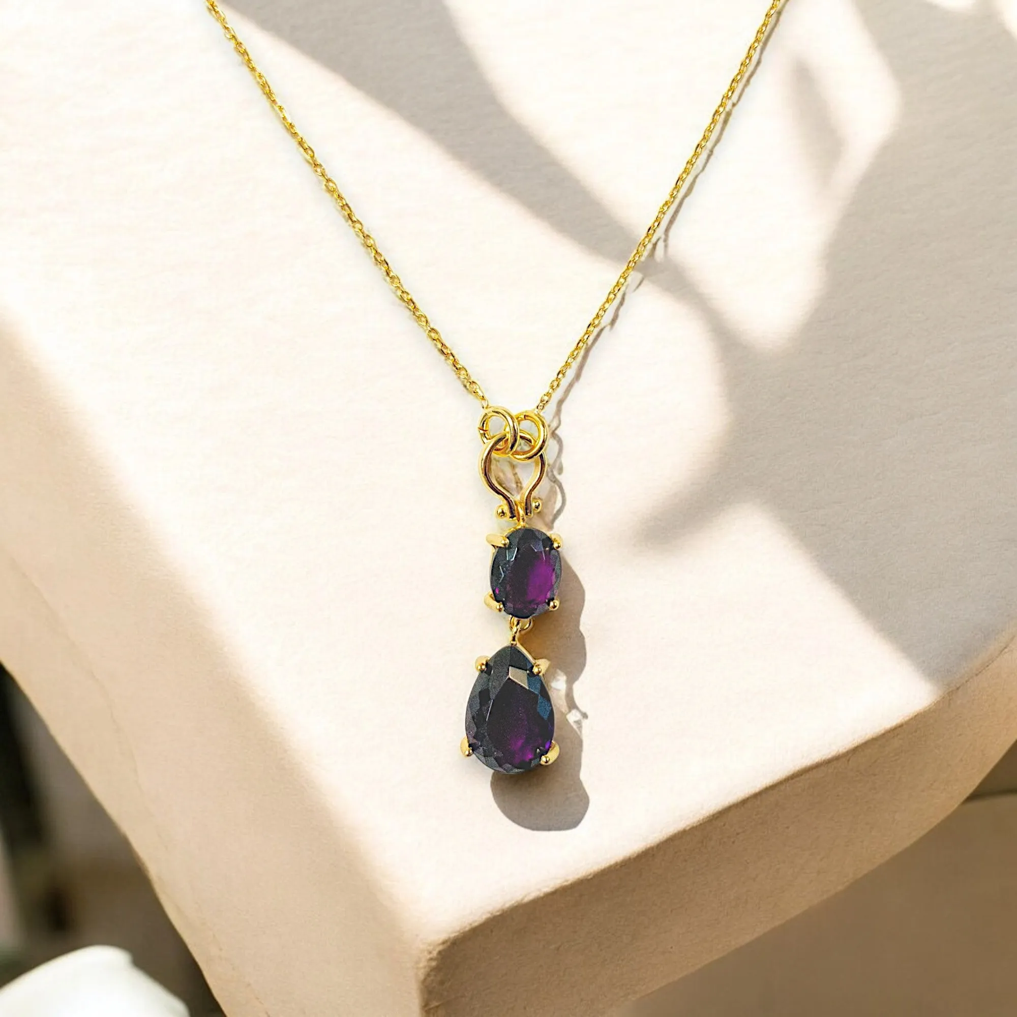 Amethyst Double Drop Necklace