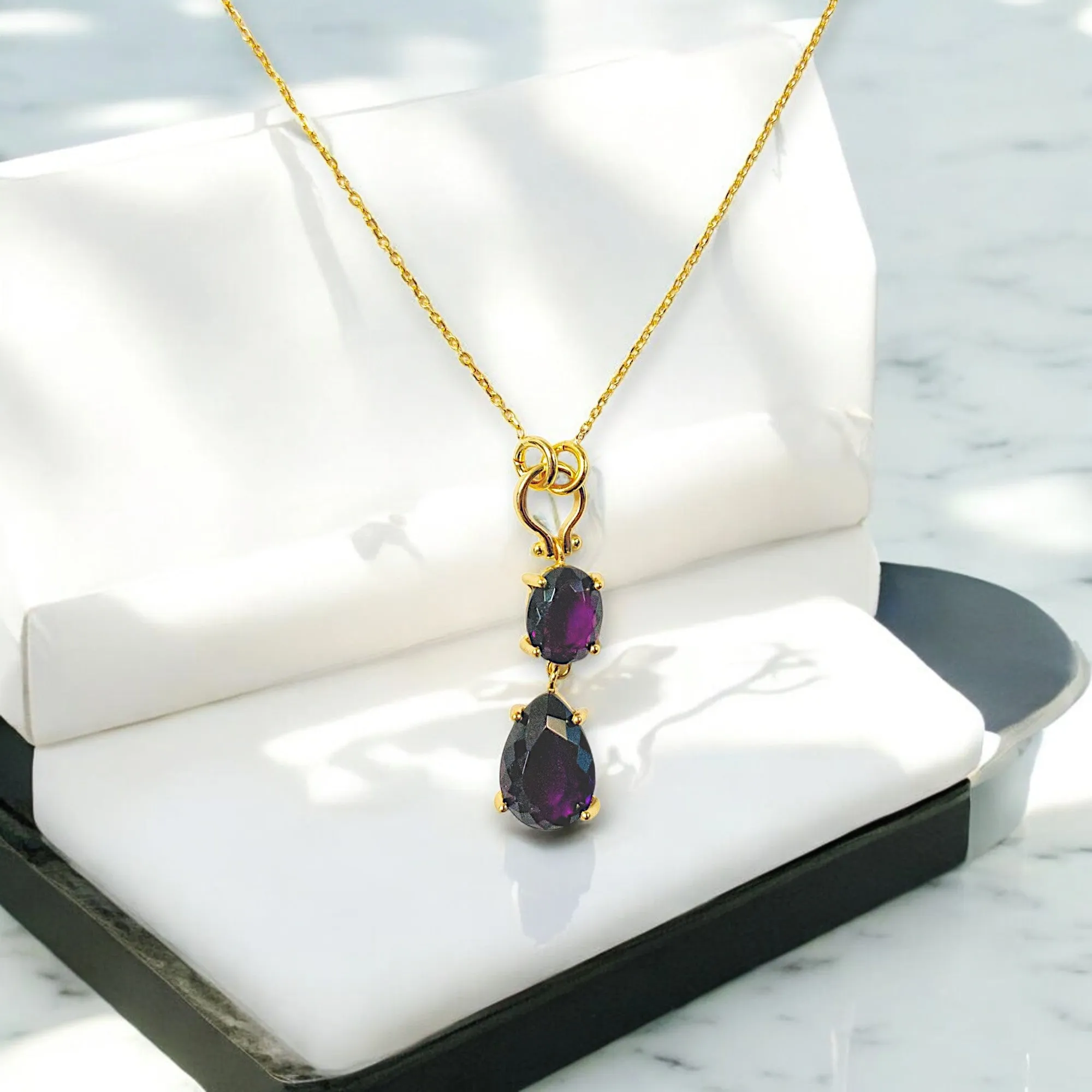 Amethyst Double Drop Necklace